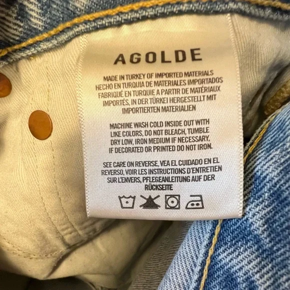 Agolde Light Blue Distressed Jean Shorts - Picture 10 of 11